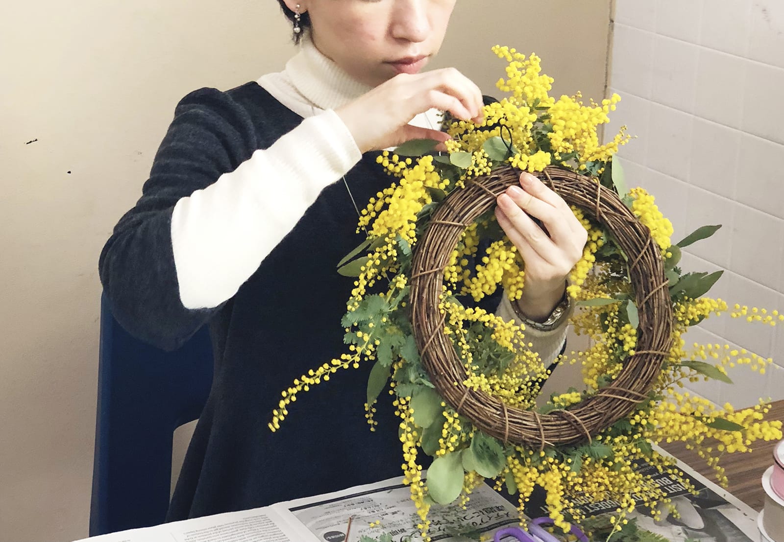 リース制作の様子