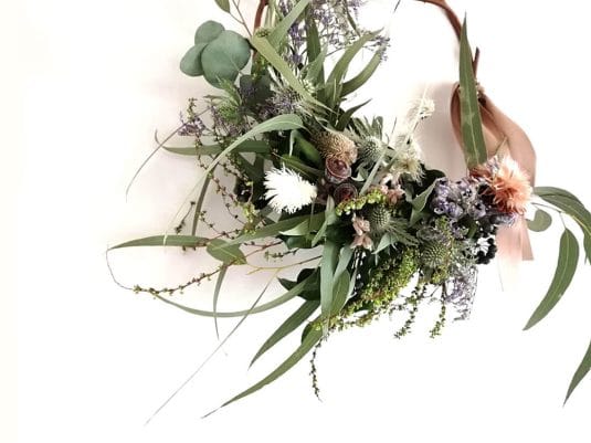 東京でアレンジ体験、初夏のグリーンリース作り＠IID世田谷ものづくり学校2019/5/6