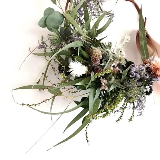 東京でアレンジ体験、初夏のグリーンリース作り＠IID世田谷ものづくり学校2019/5/6